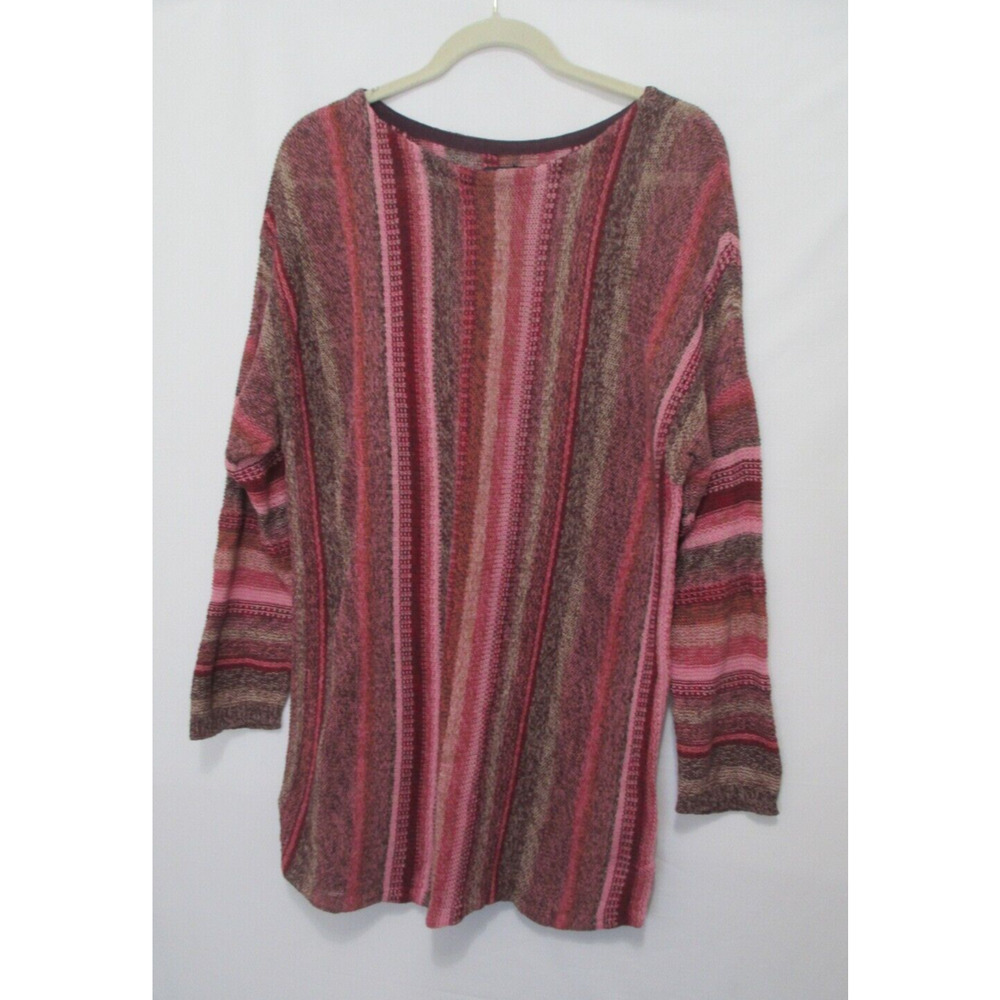 NEW Chaps Womens 1X Knit Pullover Sweater Burgundy Pink Gray